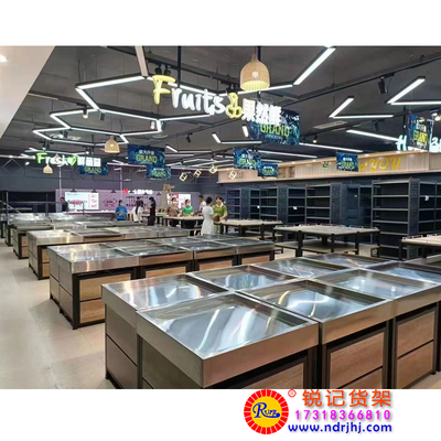 福建宁德南埕生鲜超市蔬菜水果不锈钢陈列中岛货架定制